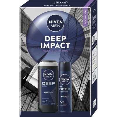 Nivea Men Deep sprchový gel pro muže 250 ml + Deep antiperspirant ve spreji pro muže 150 ml kosmetická sada – Sleviste.cz