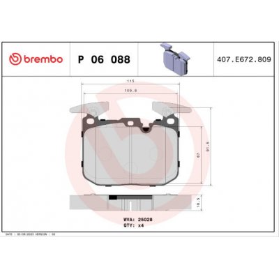 Sada brzdových destiček, kotoučová brzda BREMBO P 06 088 – Hledejceny.cz