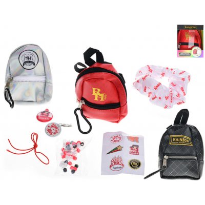 _Ostatní 1_ Mini batůžek Rainbow High fashion set s přívěsky a samolepkami 3 druhy 35349 – Hledejceny.cz