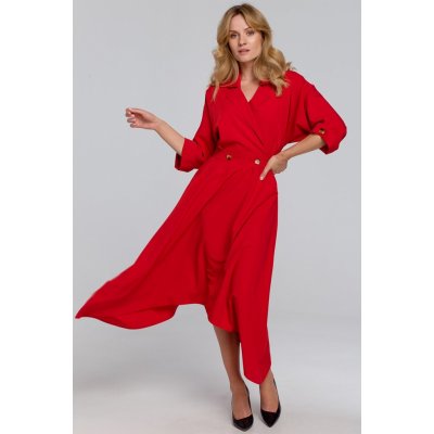 Asymetrické šaty K086 červená – Zboží Mobilmania