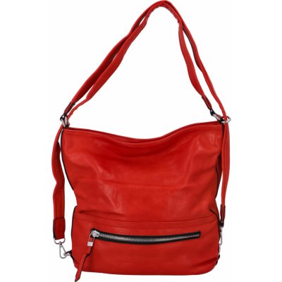 Moderní dámský koženkový kabelko batoh červený – Zboží Mobilmania