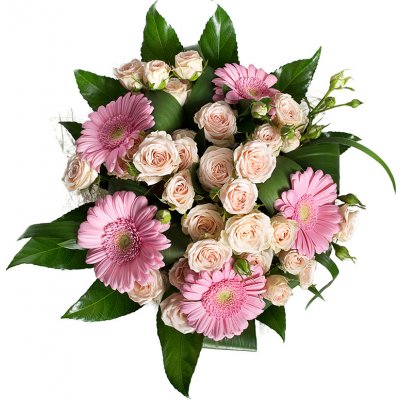 Rozvoz květin: Barevná letní kytice - gerbery a růže - Malá - Kladno