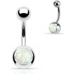 Šperky4U piercing do pupíku banánek bílý opál BS1058-WH – Zboží Dáma