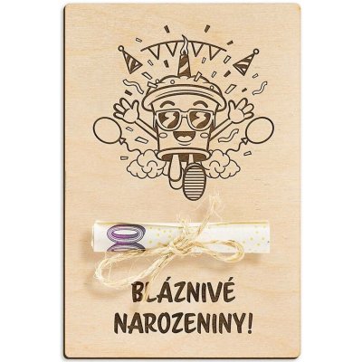 Dřevěná dárková karta na peníze - Bláznivé narozeniny – Hledejceny.cz