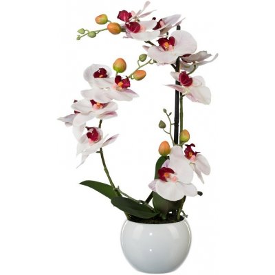 Umělá Orchidej v keramickém květináči bílá, 42 cm 1118033-10