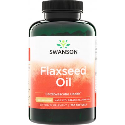 Swanson Lněný Olej Flaxseed Oil 1000 mg 200 kapslí – Hledejceny.cz