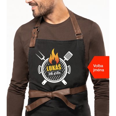 Kariban Zástěra na grilování se jménem Exclusive Šéf grilu Černá Black – Hledejceny.cz