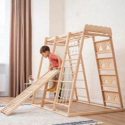 Montessori Furniture dětské hřiště 6v1 natural s rampou