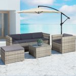Juskys Zahradní ratanový set Punta Cana L šedý/antracit podušky – Sleviste.cz
