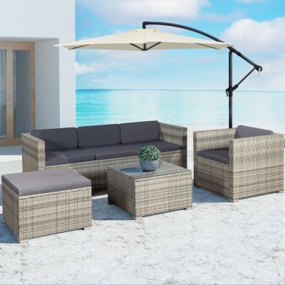 Juskys Zahradní ratanový set Punta Cana L šedý/antracit podušky – Sleviste.cz