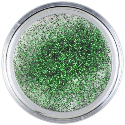 IngiNails Bílý akrylový prášek se zelenými glitry Green Shimmer 7 g