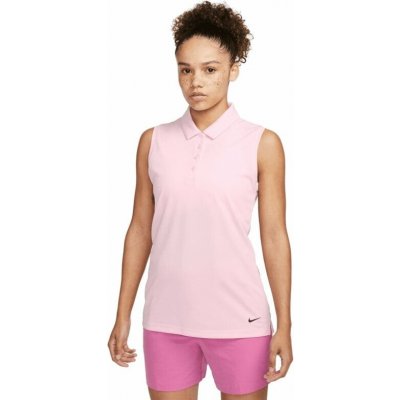 Nike Dri Fit Victory Womens Sleeveless Golf Polo Medium Soft Pink Black – Sleviste.cz