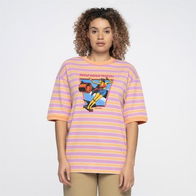 SANTA CRUZ Ad Strip Dolly Oversized Tee Pink/Orange Stripe