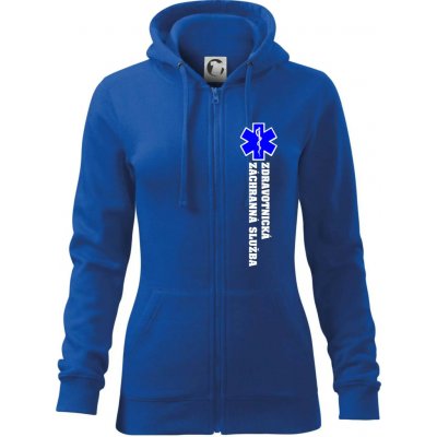 Hvězda života zdravotnická záchranná služba dámská mikina trendy zipper s kapucí Královská modrá – Hledejceny.cz