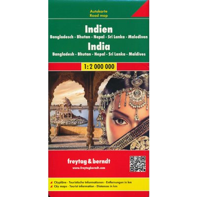 Freytag & Berndt Autokarte Indien Bangladesch Bhutan Nepal Sri Lanka Malediven. India / Inde