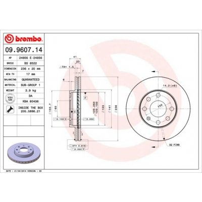 BREMBO brzdový kotouč 09.9607.14 – Hledejceny.cz