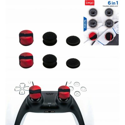 iPega P5006 PlayStation 5 controller cap set, black/red – Zboží Mobilmania
