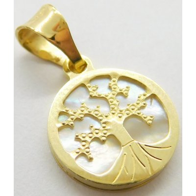 Klenoty Budín Malý zlatý přívěsek strom života s perletí H003