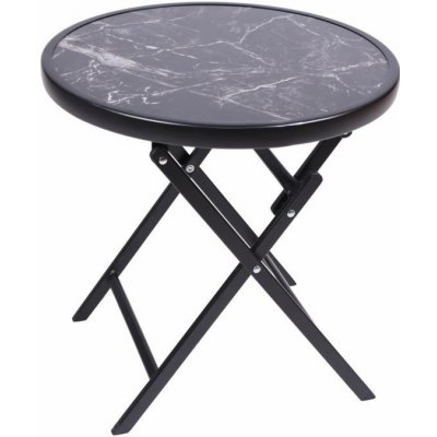 Garthen skládací odkládací stolek D104165 průměr 45 cm černý mramor – Hledejceny.cz
