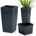Prosperplast Květináč s vkladem URBI SQUARE MATT antracit 26,5 cm – Zboží Mobilmania