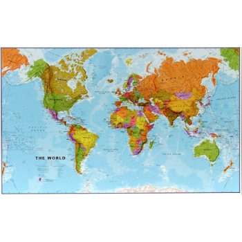Obří svět politický - nástěnná mapa 200 x 120 cm, laminovaná s 2 lištami