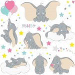 AG Design DKS-3812 Dětské samolepky na zeď Dumbo 30 x 30 cm – Zboží Mobilmania