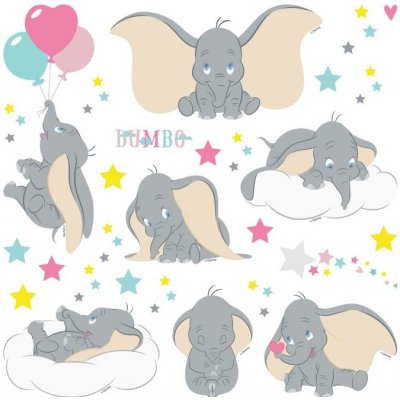 AG Design DKS-3812 Dětské samolepky na zeď Dumbo 30 x 30 cm – Zboží Mobilmania