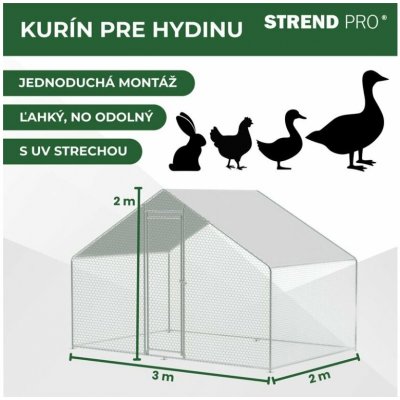 STREND PRO Kurník voliéra se střechou 3 × 2 × 2 m – Sleviste.cz