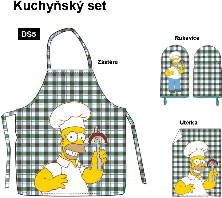 Zástěra Kuchyňská souprava Homer Simpsons a klobása - Seznamzboží.cz