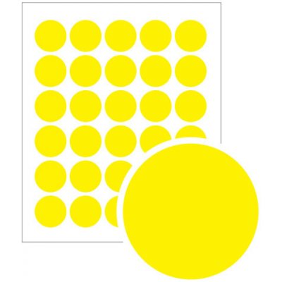 Značka Samolepicí kolečka – žlutá, fólie, 60 ks na archu