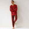 Pánské pyžamo Blancheporte pánské pyžamo dlouhé s pruhovaným vzorem červené