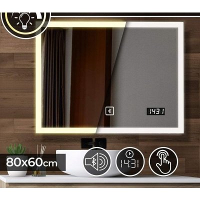 Aquamarin Koupelnové zrcadlo s LED osvětlením 80 x 60 cm 77489 – Zboží Dáma