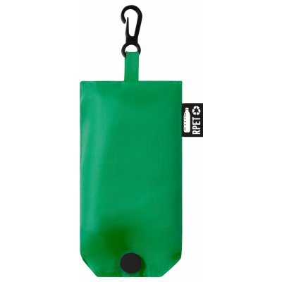 Skládací nákupní taška z Rpety polyesteru s etiketou s označením Rpety zelená