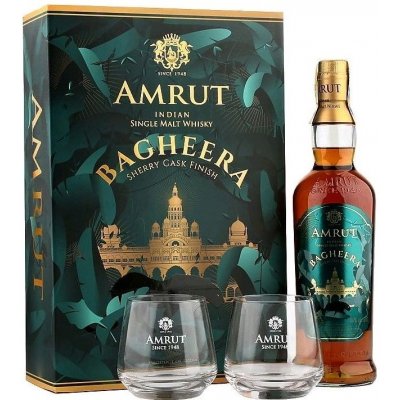 Amrut Bagheera 46% 0,7 l (dárkové balení 2 sklenice) – Zboží Mobilmania