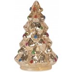 Clayre & Eef Skleněná vánoční dekorace stromeček s LED světlem stříbrná – 12x18 cm – Hledejceny.cz