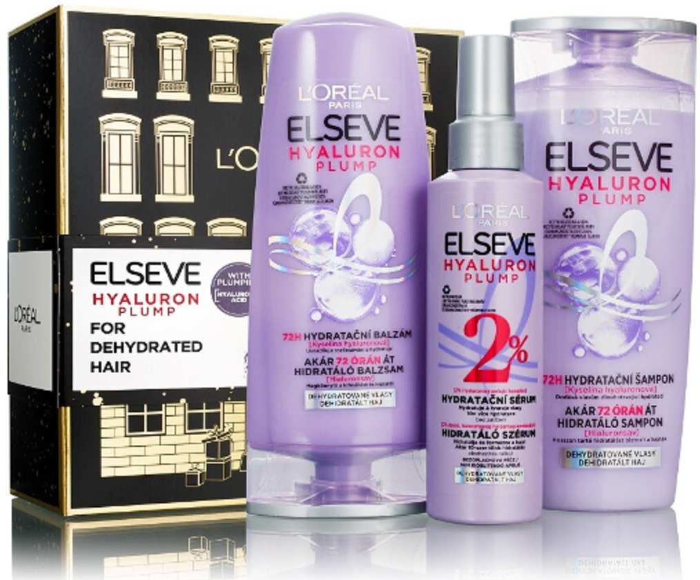 L\'Oréal Paris Elseve šampon Elseve Hyaluron Plump 250 ml + kondicionér Elseve Hyaluron Plump 200 ml + sérum na vlasy Elseve Hyaluron Plump 150 ml dárková sada