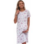 Těhotenská a kojicí noční košilka s květinovým vzorem a knoflíčky 1C4096 fialová – Sleviste.cz