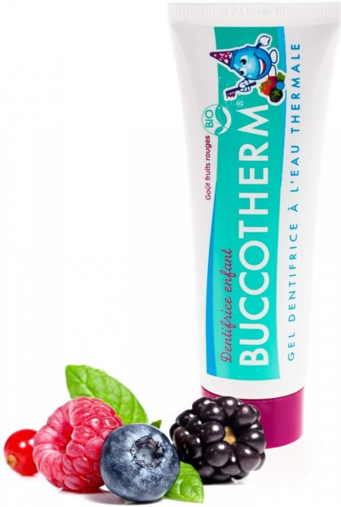 Buccotherm BIO dětská zubní pasta bez fluoridů s příchutí lesního ovoce 50 ml
