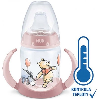 Nuk kojenecká láhev na učení Medvídek Pú s kontrolou teploty růžová 46038 150 ml – Zboží Mobilmania