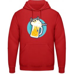 AWDis Hoodie Mikina Motiv Pivo se smrtkou Ohnivá červená