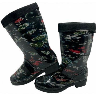 Dámské zateplené černé holínky s odepínací vložkou 01 černé – Zboží Dáma