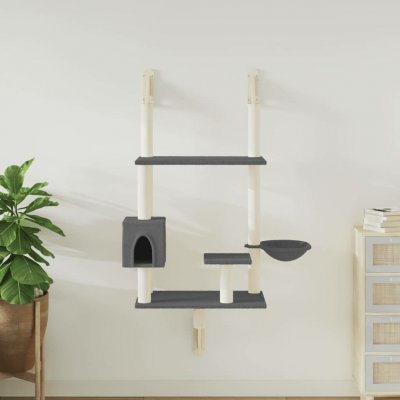 VidaXL Nástěnné škrabadlo se sloupkem tmavě šedé 90 x 52 x 153 cm – Zboží Mobilmania