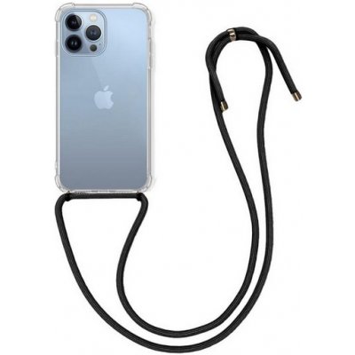 Pouzdro TopQ iPhone 13 Pro Max silikon s černou šňůrkou průhledný