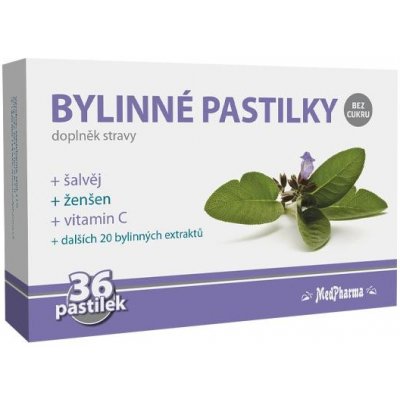 MedPharma Bylinné pastilky šalvěj ženšen a Vitamín C 36 ks – Zboží Mobilmania