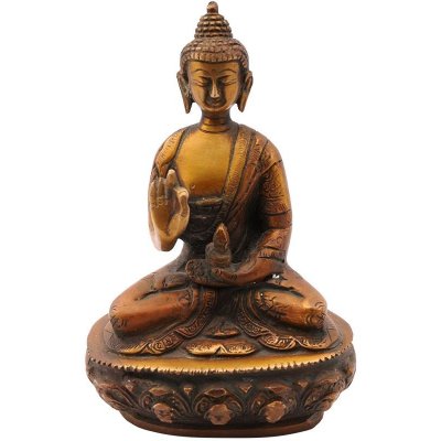Kovová soška Buddhy 14 cm patina mosaz – Zboží Mobilmania