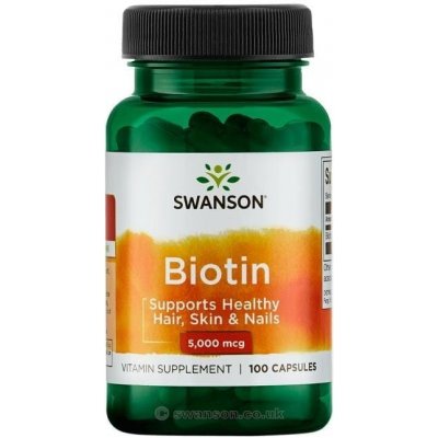 Swanson Biotin, 5000 mcg, 100 kapslí
