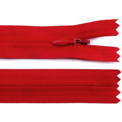 Zip skrytý nedělitelný 3 mm délka 18 cm, malé, 148 červená