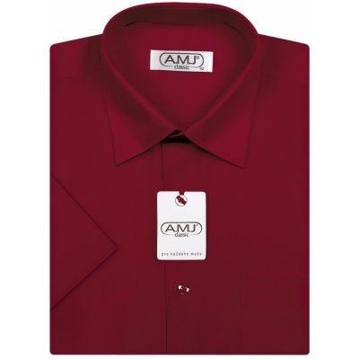 AMJ pánská jednobarevná košile krátký rukáv JK006 vínová – Zboží Mobilmania