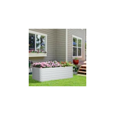 Outsunny Vyvýšený ocelový záhon, 180 x 90 x 60 cm | světle šedý – Zboží Dáma