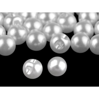 Perla k našití / knoflík Ø8 mm, malé, 1 bílá perleť